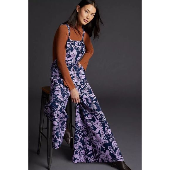 Anthropologie x Farm Rio Deep V-Neck Wide-Leg Jumpsuit - Picture 2 of 8